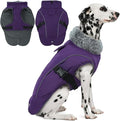 DENTRUN Winter Warm Dog Coat Reflective Jacket with Turtleneck for Cold Weather, Adjustable Buckle Windproof Water Repellent, Thick Snowsuit Fleece Vest for Small, Medium, Large Dogs, Purple, XXL