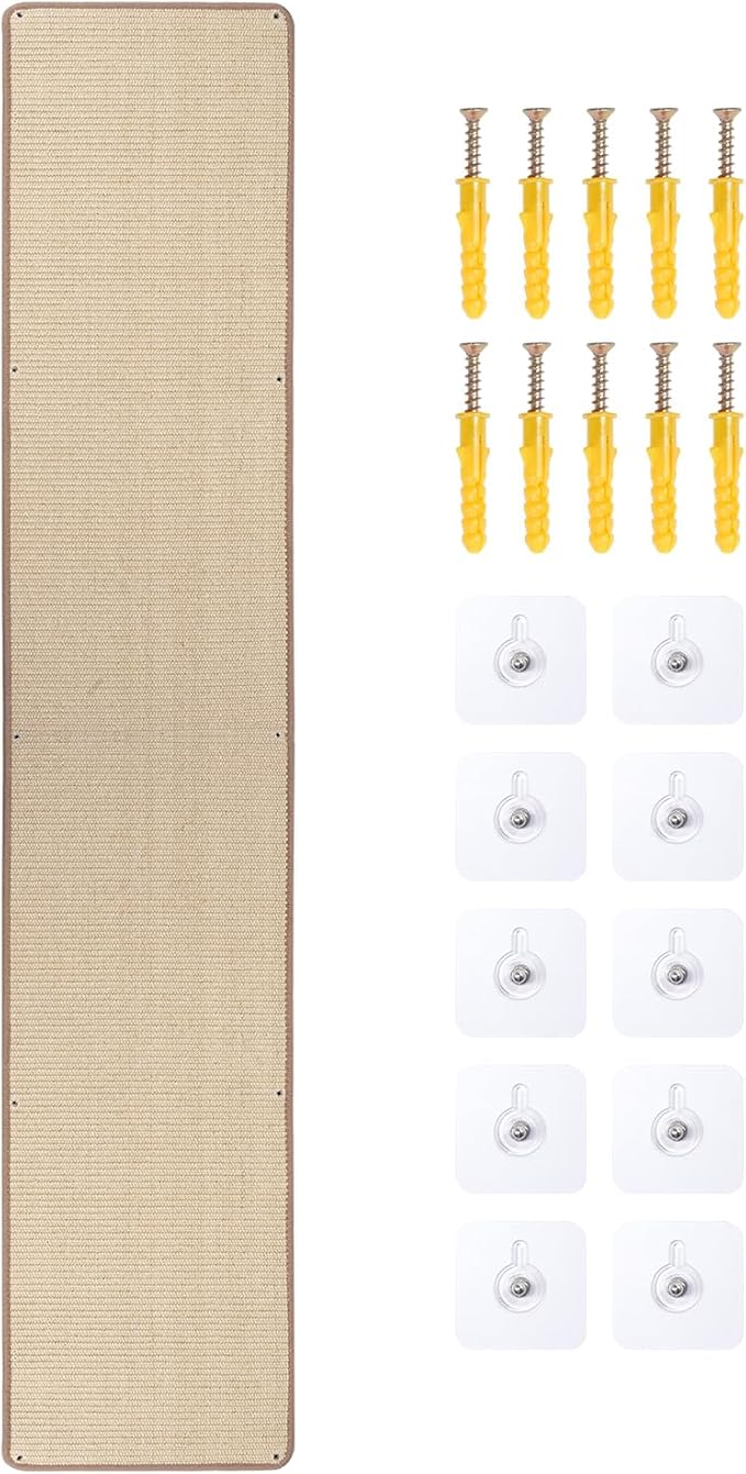 Natural Sisal Cat Wall Climbing Carpet, Wall Scratcher Carpet Mat Pad, Cat Climbing Wall, Tall Scratching Post, Wall Floor Couch Sofa Protector, Scratching Pad for Indoor Cats （78.7" Lx15.7 W, 1PC）