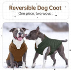 Lelepet Reversible Dog Coat Waterproof Dog Jacket Windproof Puffer Vest for Winter Warm Lightweight Coats for Large Dogs Adjustbale Hook & Loop Pet Apparel with Leash Hole, Pitbull, Brown, XL