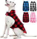 Kuoser Dog Winter Coat, Windproof Dog Fleece Jacket British Style Plaid Cold Weather Doggie Vest Coats, Reversible Cozy Warm Pet Clothes Apparel for Large Size Dogs L