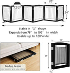 Dog Fence Indoor,Dog Gate Indoor for Doorway pet gate -6-Panel Freestanding, Hallways, House or Stairs -120x24-Inch Retractable Foldable Expandable Wood Pet by SFJC (Black) ﻿