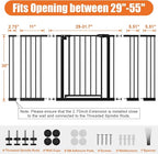 keny 29"-55" Extra Wide Baby Gate, Pressure Mounted No Drilling Dog Gate for Stairs Doorways, Easy Walk Through Safety Gate for Babies or Pets, 30" Tall, Black