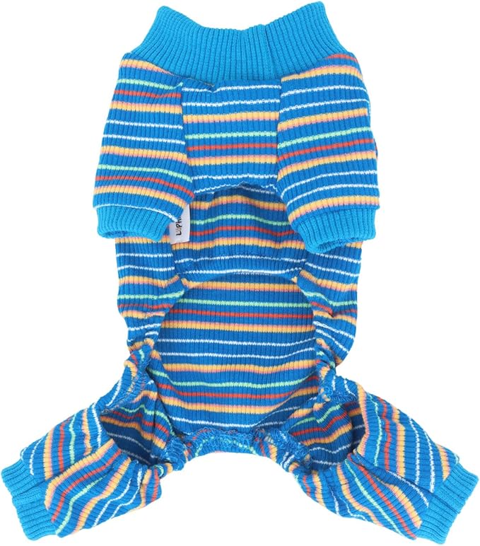 LOPHIPETS Dog Pajama Onesie for Small Teacup Chihuahua Yorkie Puppy Cat Clothes Apparel-Blue/XS