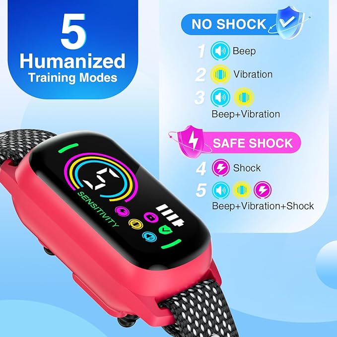 Bark Collar, 2 Pack Dog Bark Collar for Large Medium Small Dogs, Rechargeable Dog Bark Deterrent Devices, Smart Training Collar with Beep Vibration, Anti Barking Device for Dogs (Fuchsia)