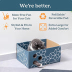 Cardboard Cat Scratcher, No-Mess Cat Scratcher Box with 3 Refillable Double-Sided Cat Scratcher Pads for Indoor Cats