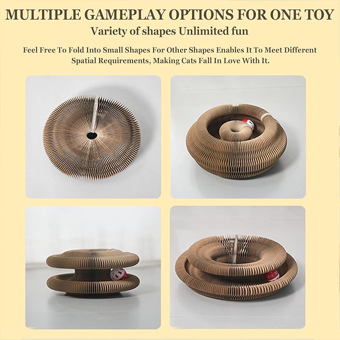 Kitty Kurlz Cat Toys, Cat Scratcher Magic Organ Cat Scratcher with Bell Ball, Reversible Infinity Cardboard Scratcher, The Ultimate Interactive Cats Scratching Board for Indoor