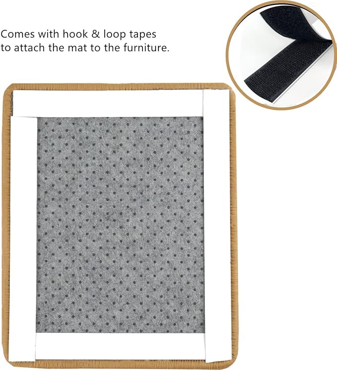 SHENGOCASE 4-Pack 12" x 12" Sisal Cat Scratching Mat Pad with Hook & Loop Tapes for Wall Couch, Window Perch, Cat Wall Furniture Shelves