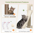 Globlazer Extra Large Cat Tree, 78 inch Sturdy Tall Cat Tree Tower for Indoor Multiple Large Adult Cats Kittens with 6 Scratching Posts, Enlarged Top Perch, 2 Padded Condos, S78G, Beige