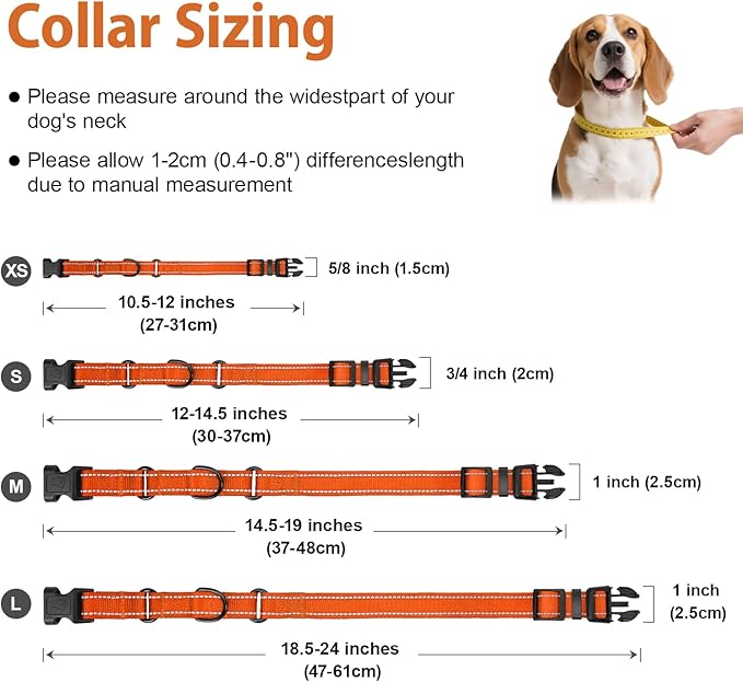 Martingale Collar for Dogs with Quick Release Buckle, Reflective Soft Padded & Escape Proof, Adjustable Nylon Dog Collars for Training & Daily Walking (Orange,M)