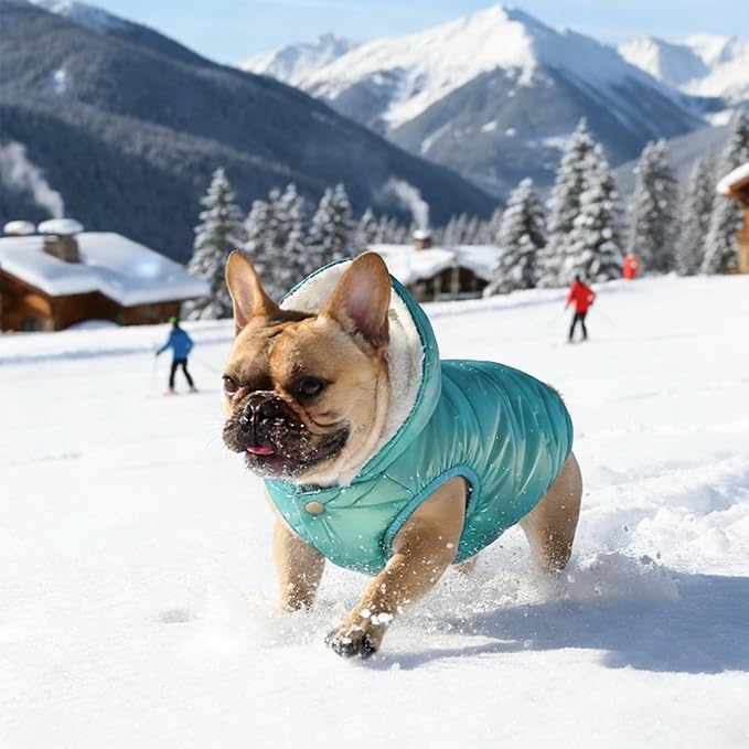 Windproof Waterproof Dog Coat Fleece & Cotton Lined Warm Jacket, Cold Weather Pet Apparel Clothes Vest for Small Medium Large Dog (XS, Mintgreen)