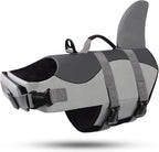 ASENKU Dog Life Jacket - Pet Safety Vest for Swimming & Boating, Shark Life Jacket with Floatation, Dog Lifesavers Swimsuits for Small Medium Large Dogs (Grey, L)