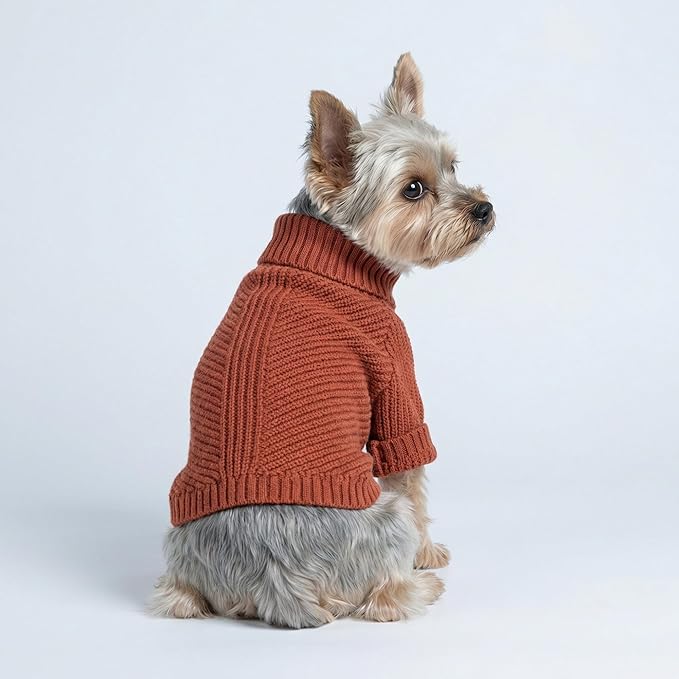 Fitwarm Thermal Knitted Dog Sweater Doggy Winter Coat Pet Clothes Doggie Turtleneck Jacket Puppy Outfits Cat Sweatsuit Red Medium