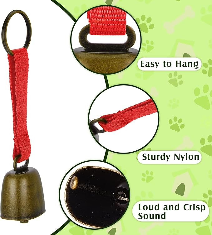 Moxweyeni 3 Pieces Loud Dog Collar Bells with Nylon Strap Pet Training Necklace Goat Bear Bell for Small Dog Collar Charm with Tracker Noise Animal Anti Lost Pet Pendant Accessories Decorative