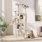 Magshion Cat Tree 77" Cats Tower for Indoor Cats, Multi-Level Cat Condo with Scratching Post, Top Perch, Sisal Board and Dangling Ball, Cat Stand Jumping Platform Kittens Pet Play House (Beige)