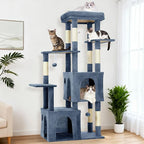61" Heavy-Duty Multi-Level Cat Tree Tower for Large Cats – Jumbo Perch, Dual Spacious Condos, Robust Sisal Scratching Posts, Play Toys, Stable Modern Cat Activity Center for Maine Coons