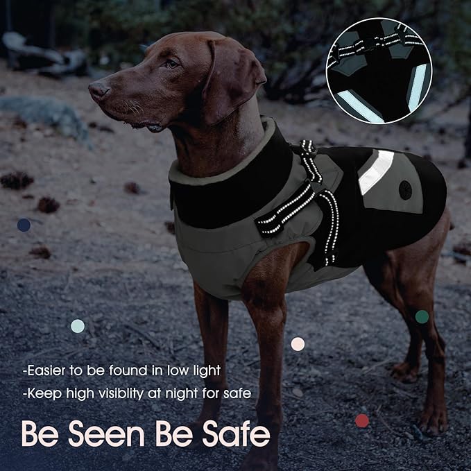 IECOii Warm Small Dog Coat Harness with D Ring -Black,Small- Zip Small Dog Jacket Winter Reflective, Fleece Lined Dogs Snowsuit Snow Jacket,Pet Clothes for Small Dogs Yorkshire Terrier Bichon Shih