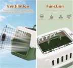 Athena Collection 22" Hard-Sided Travel Pet Carrier for Small Dogs and Cats, Plastic Dog Crate with 2-Door Top & Front Load, Ventilation, Security Lock, Cat Dog Carrier for Pet, up to 22lbs, Green