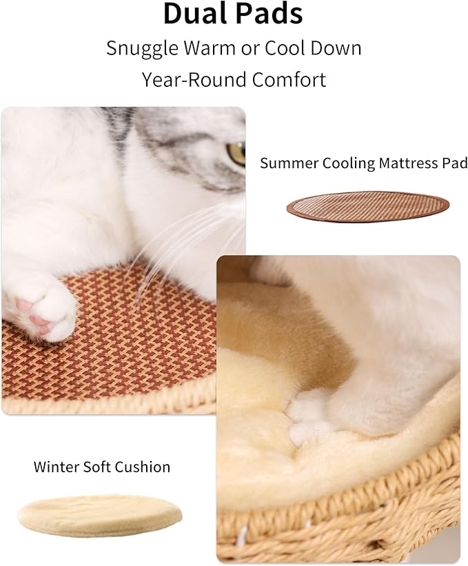 Modern Cat Tree for Large Cat, Wood Cat Tower Heavy Duty with Scratch Post for Indoor Big Cats (133cm (Natural Wood))