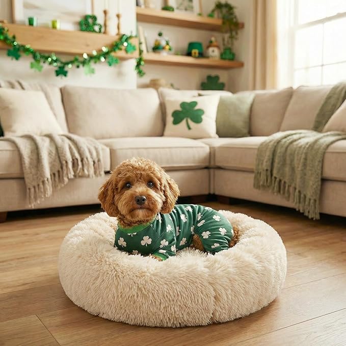Vehomy 2-Pack St.Patrick's Day Dog Pajamas Clover Rainbow Pet Jumpsuits Puppy Pjs Lucky Shamrock Dog Onesie St Patricks Dog Jammies Costume Outfit Clothes for Small Medium Large Dogs L