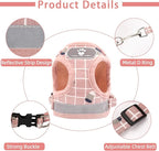Cat & Dog Vest Harness - All Weather Mesh, Reflective Strap, Step-in Adjustable for Small Cats & Dogs (Pink-Pattern)