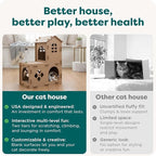 FurHaven Townhouse Multi-Level Cardboard Cat House for Indoor Cats with Catnip & Toys, Double-Walled Corrugated Scratcher Designed for Lounging, Play & Comfort, One Size, Cardboard, Brown