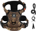 IVY&LANE No Pull Dog Harness with Leash Set, Reflective No Choke Pet Vest,Adjustable Oxford Dog Vest Harness with Easy Control Handle for Large Dogs (Dark Brown,L)