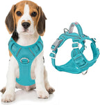 BARKBAY Dog Harness No Pull with ID Tag Pocket - Heavy Duty, Reflective, Easy Control for Large Dogs(Ocean Blue,M)