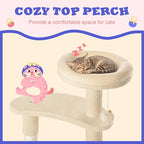 Allewie 55.5 in Cat Tree for Indoor Kitties/Soft Plush Perches/Multi-Level Cat Tower/Sisal Scratching Posts/Crescent Plates/Round Jumping Board/Hanging Ball/Pet Activity Center/Beige
