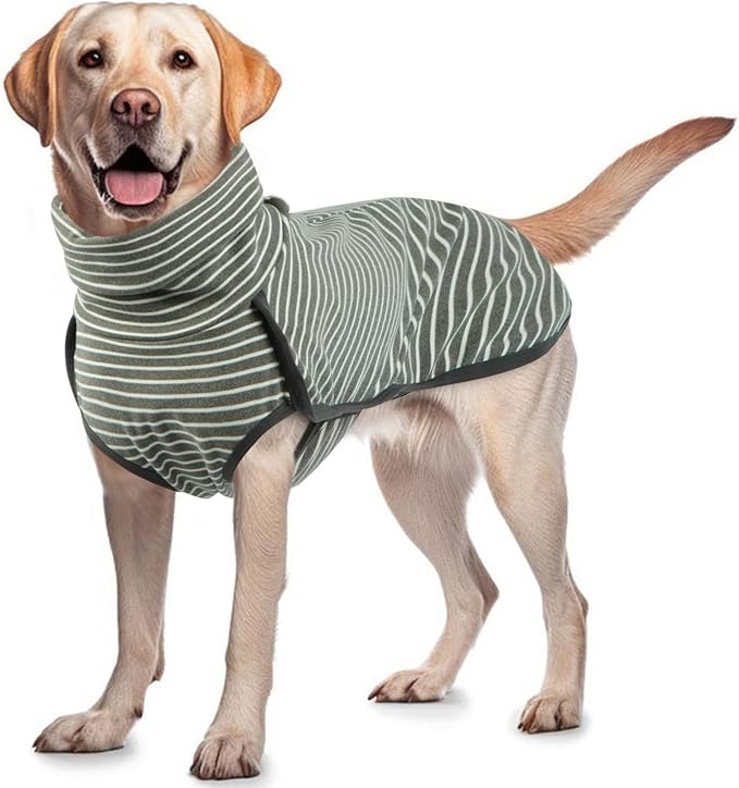 ROZKITCH Dog Winter Coat Soft Pullover Pajamas, Pet Windproof Warm Cold Weather Jacket Vest Cozy Jumpsuit Apparel Outfit Clothes for Walking Hiking Travel Sleep Stripe 4XL
