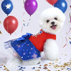 XPUDAC 4th of July Tulle Dog Dress Patriotic Clothes Doggie Outfit with Bow Independence Stars Skirt Pet Holiday Apparel for Small Dog Girl Cat, L