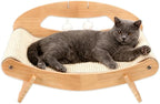 3-in-1 Large Sisal Cat Scratch Bed, Thicker Natural Sisal 22” Elevated Wooden Frame Hammock Lounge for Indoor Cats Sleep, Scratch & Play