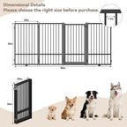 Full Metal Freestanding Dog Gate with Door, 36''Height Foldable Pet Dog Fence for Indoor & Outdoor, 4 Panels Extra Wide Free Standing TallDog Gates for Doorways,House,Stairs,Porch,Deck,Yard