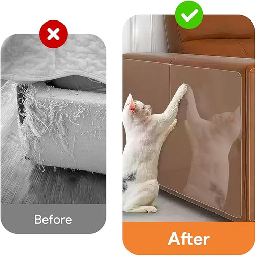 12 PCS Anti-Cat Scratch Furniture Protector, Designed for Leather Furniture, Anti Scratch Cat Couch Protector from Cats Claws with Scissors and Scraper, Cats Scratch Deterrent for Furnitures, No Pins