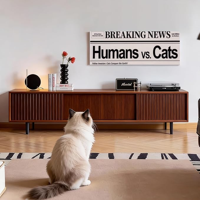 Wall Cat Scratcher for Indoor Cats - Reusable & Damage-Free Wall-Mounted Fabric Scratching, DIY for Furniture and Wall Protection (11.81''x31.50'', Humans vs Cats in a Battle)
