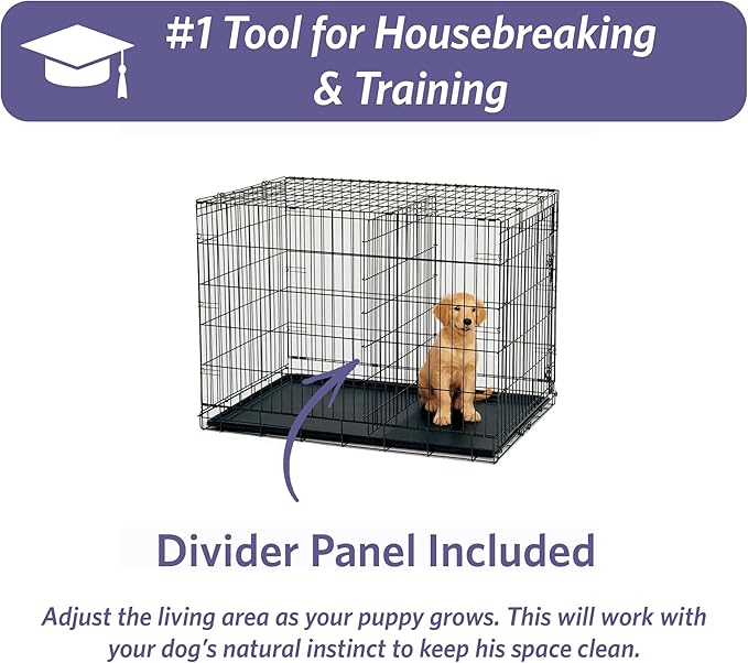 MidWest Homes for Pets 18-Inch iCrate for Tiny Breeds, Up to 10 lbs, Single Door Folding Dog Crate with Divider Panel, Leak-Proof Tray & Secure Latch, Portable, Durable & Easy to Assemble