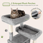 Globlazer 82 Inch Cat Tree for Large Cats, Multi-Level Tall Cat Tower for 4+ Cats with 2 Condos & 3 Perches, Stable No-Wobble Large Base, Space-Saving Corner Furniture, F82B, Light Gray