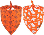 ADOGGYGO Halloween Dog Bandana, Spider Web Ghost Pet Scarf, Premium Durable Fabric, Orange Halloween Bandanas for Extra Large Dogs Pets (X-Large)