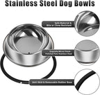 3Pcs Stainless Steel Dog Bowls Non-Slip Dog Food Bowl 36 Oz Dog Food and Water Bowl Set Dishwasher-Safe Puppy Bowls Rust Resistant Metal Pet Bowls Suitable for Small/Medium/Large Sized Pet