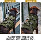 OneTigris Dog Lift Harness for Large Dogs, Dog Hip Support Brace, Full Body Lifter with Handles Invictus Multifunctional Mobility Assistance Vest for Back Legs (Green, Large)