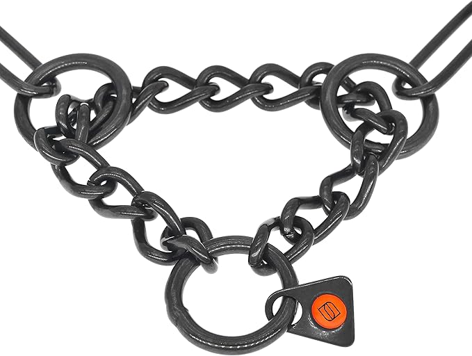 Herm Sprenger Black Stainless Steel Fur Saver Dog Collar Long Link Professional Training Collar Assembly Chain Correction Slip Chain for Medium Large Dogs Made in Germany (24in (Neck Size 19-22 in))