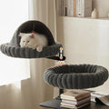 Dogpals 2-in-1 Cat Desk Bed: 360° Rotating & Height Adjustable Cat Tree with Semi-Enclosed & Open Layers, No-Drill Clamp for Desk up to 1.18" Thick, Supports 9lbs for Office, Grey