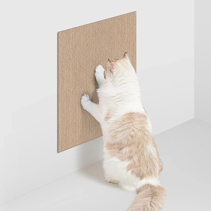JOENIE Cat Scratch Protector, Self-Adhesive Scratching Pad, Trimmable Furniture Guard for Couches & Walls, Reusable & Washable Cat Claw Deterrent Mat (Beige, 15.8 * 39.4in, 1)