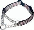 Martingale Collars for Dogs, Heavy Duty Stainless Steel Chain Training Collar, Reflective Nylon Adjustable Collar with Quick Release Buckle, Suitable for Puppy Medium Large Dogs ((Pink, L)