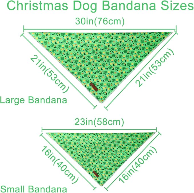 St. Patrick's Dog Bandana, Shamrock Triangle Bid Scarf for Small Medium Dog, Cotton Pet Kerchief for Girl Boy Dogs or Cats, Cute Spring Dog Bandana, Puppy Green Dog Bandana