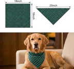 Dog Bandanas 1 Pack; Cotton Linen Green Bandana Plaid for Large Dogs; Soft Breathable Dog Accessories; Dog Apparel & Accessories