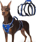 PUPTECK Escape Proof Dog Harness with Padded Handle, No Pull Pet Vest Harness Durable Reflective for Medium Large Dogs Walking Training and Running, Navy Blue, M
