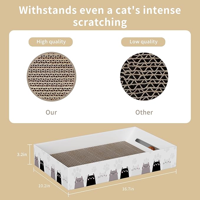 Want to Scratch,Play & Sleep! Gworld 3-in-1 Cat Scratcher Bed With Bell Ball Toy – Interactive Cat Scratch Pad for Indoor Cats Scratching Board 3 Pack Reversible Cardboard Modern Scratcher Replacement