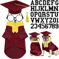 5 Pcs Dog Graduation Costume Set Include 2026 Pet Graduation Gown with Stole Puppy Grad Cap Lensless Glasses DIY Letter Stickers for Dogs Cats Holiday Costume Accessory(Maroon Yellow,M)