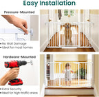 Cumbor 30.4-56.8" Extra Wide Baby Gate for Stairs, Dual Lock & Self-Closing Dog Gate Indoor, Easy Install Pet Gate for Doorways & Wide Openings, Easy Walk Thru Safety Proofing for Babies & Pets, White