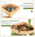 Globlazer Extra Large Catus Cat Tree Tower for Indoor Cats Large Adult, 80in Tall Heavy Duty Cat Tree with 3 Spacious Cat Condos, Oversized Fan-Shaped Perch, 6 Sisal Scratching Posts, S80, Green